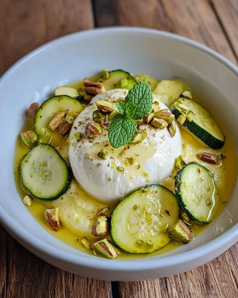 Burrata Crémeuse sur Gaspacho de Courgettes Jaunes 6 Burrata Crémeuse sur Gaspacho de Courgettes Jaunes