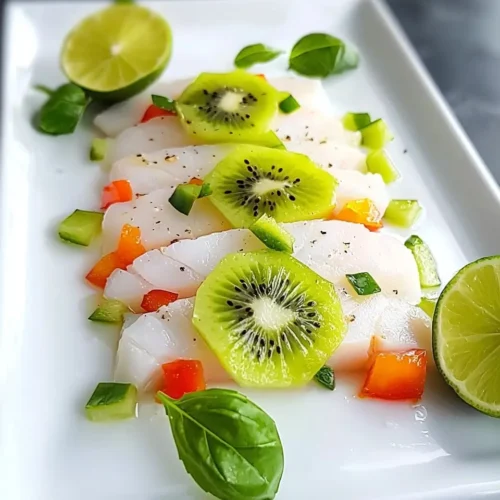 Ceviche de Daurade au Kiwi 5 Ceviche de Daurade au Kiwi, Basilic Frais et Piment Vert