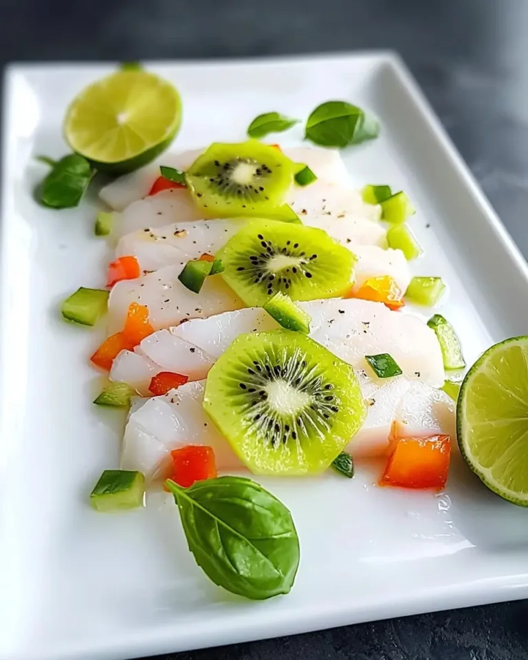 Ceviche de Daurade au Kiwi, Basilic Frais et Piment Vert