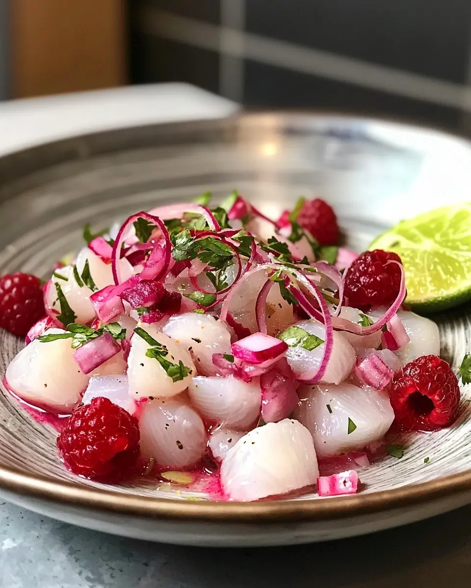 Ceviche de Loup de Mer à la Framboise