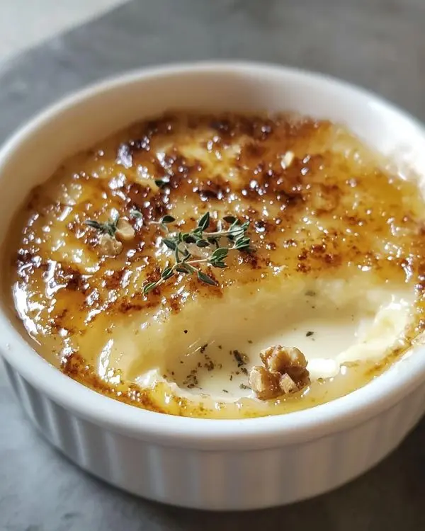 Recette Crème Brûlée Salée au Chèvre, Miel de Thym & Noix