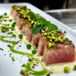 Tataki de Thon, Crème de Petits Pois & Pistaches