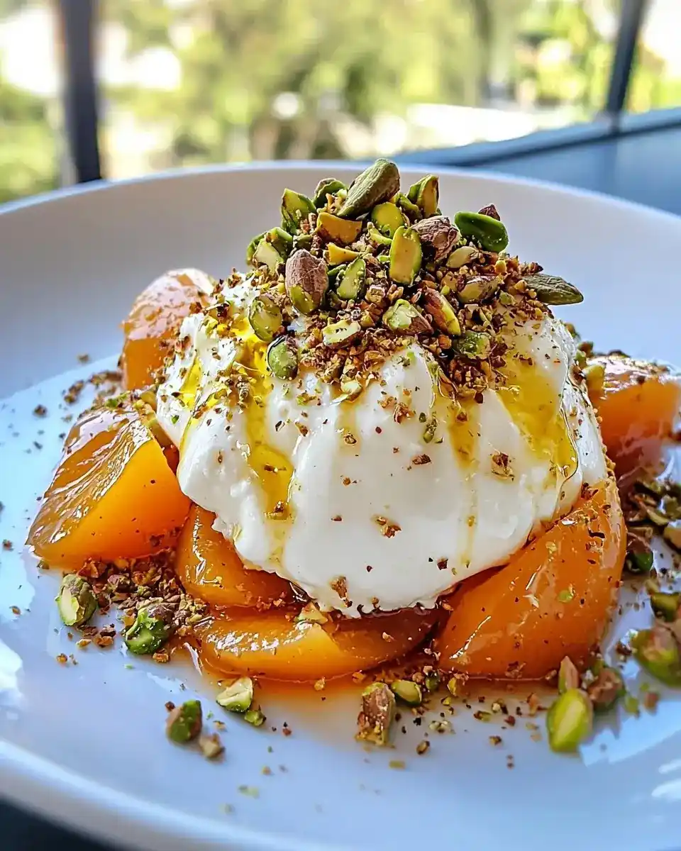 Burrata sur Carpaccio de Kaki