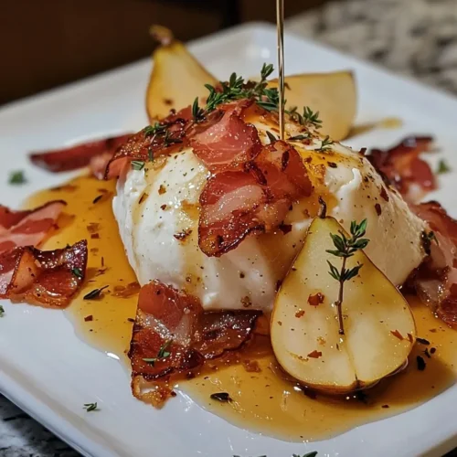 Burrata sur Poires Rôties au Thym