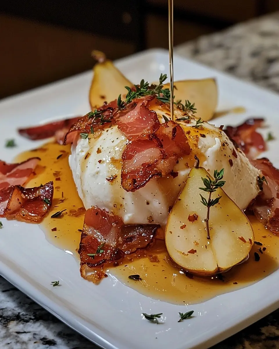 Burrata sur Poires Rôties au Thym