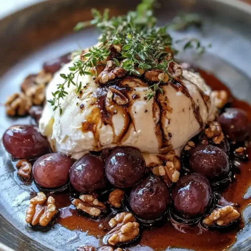 Burrata sur Raisins Rôtis au Thym