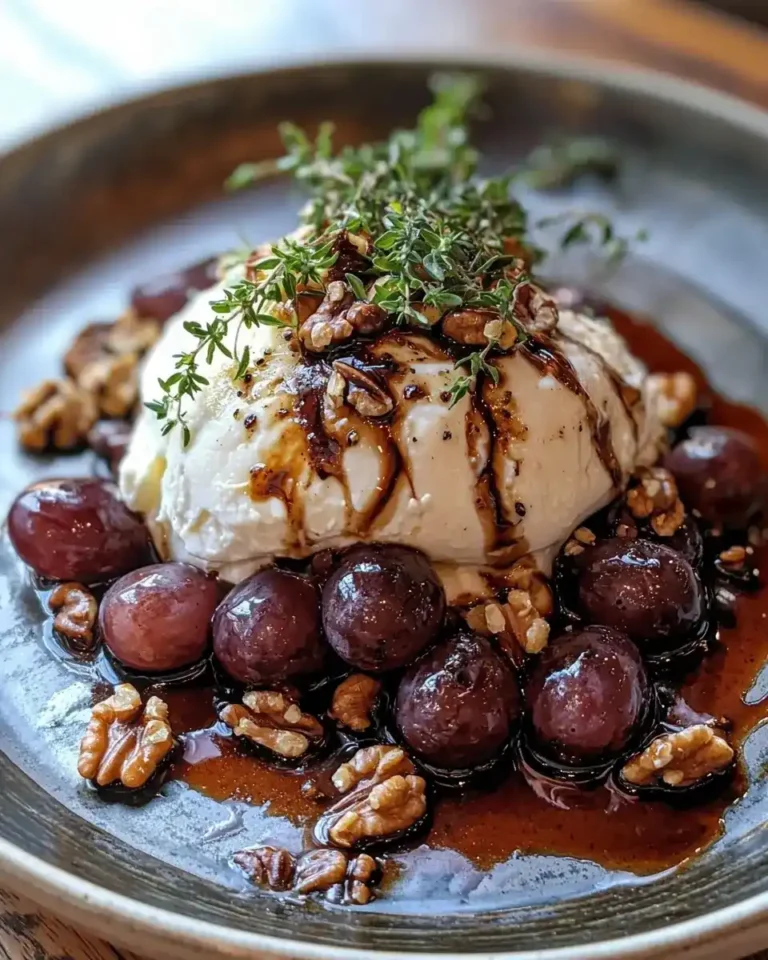 Burrata sur Raisins Rôtis au Thym
