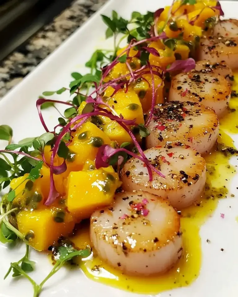 Carpaccio de Saint-Jacques Vinaigrette Mangue-Passion 9 Carpaccio de Saint-Jacques Vinaigrette Mangue