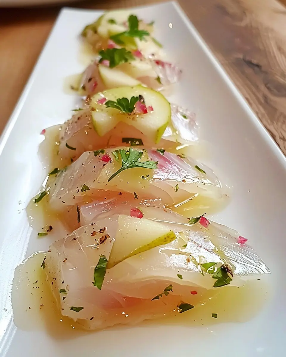 Ceviche de Daurade à la Poire & Gingembre Parfumé 1 Ceviche de daurade à la poire & gingembre