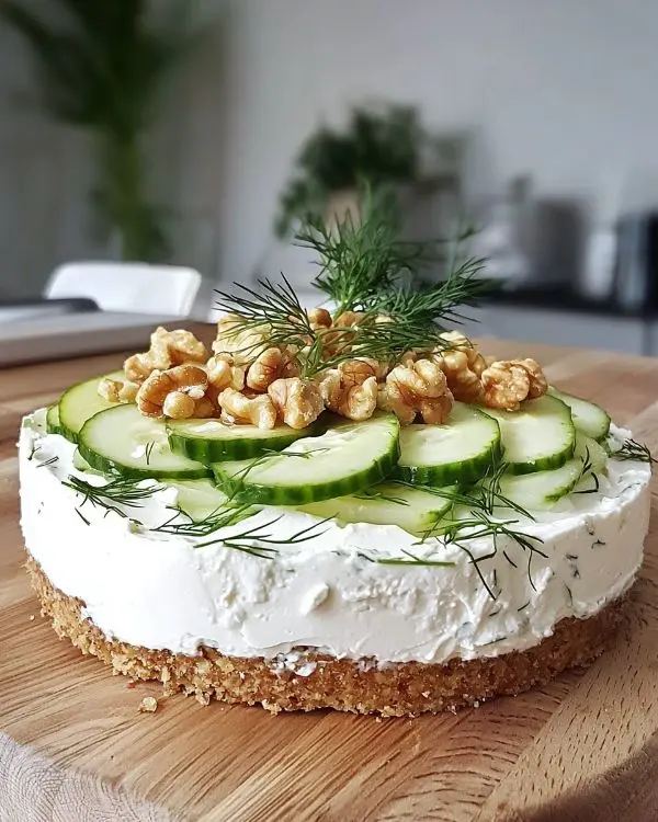 Cheesecake Salé au Chèvre, Concombre & Aneth