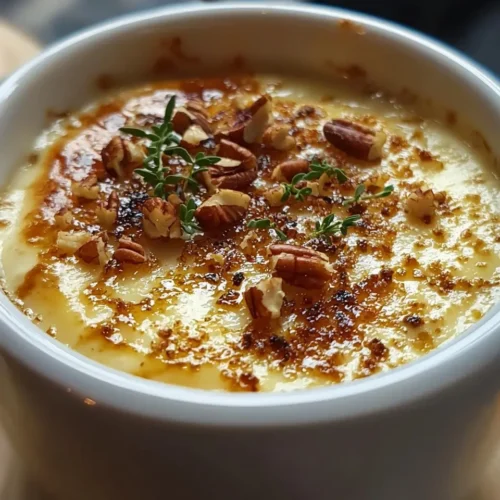 Crème Brûlée Salée au Gorgonzola Poire Rôtie