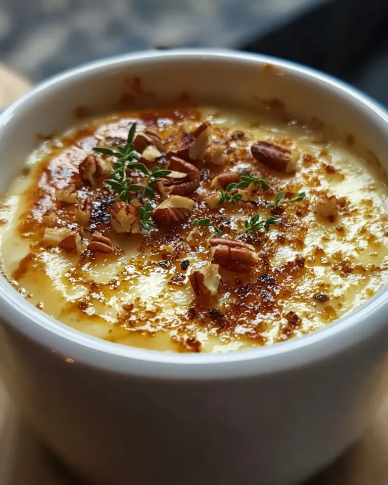 Crème Brûlée Salée au Gorgonzola Poire Rôtie