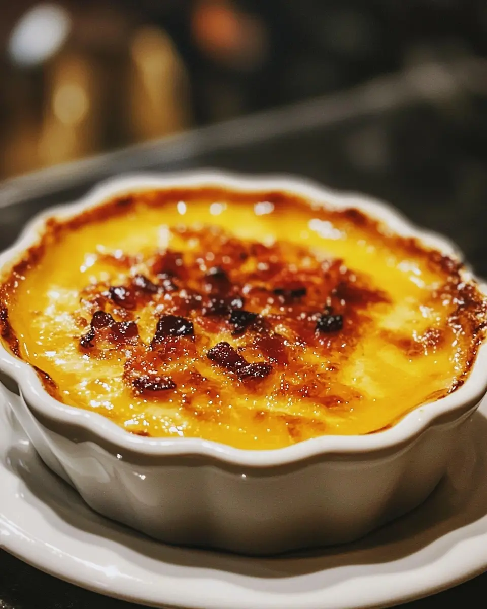 Crème Brûlée Salée au Potimarron Fumée 1 Crème Brûlée Salée au Potimarron, Éclats de Châtaignes & Lard Fumé