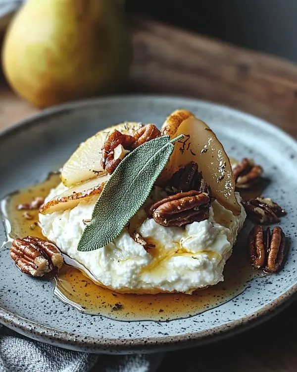 Feta Fouettée au Miel, Poires Rôties Envoûtantes 5 Feta Fouettée au Miel, Poires Rôties à la Sauge & Noix de Pécan Caramélisées