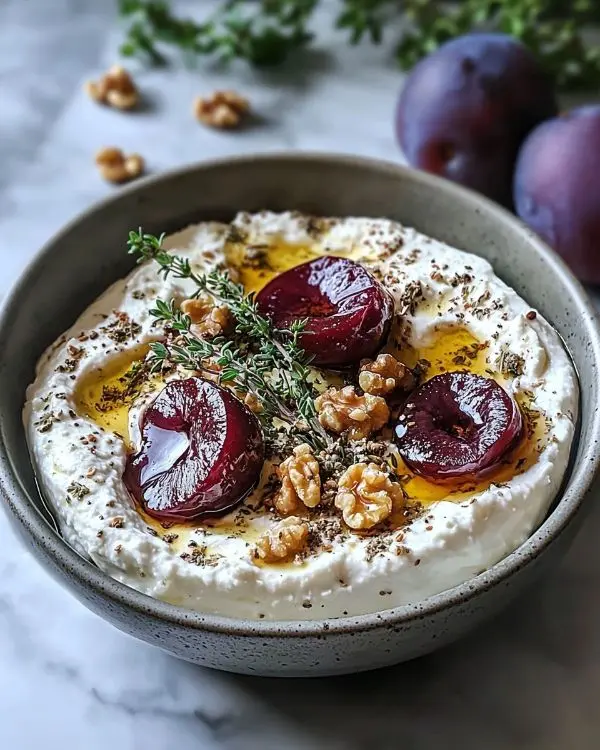 Feta Fouettée au Za'atar et Prunes Dorées 4 Feta Fouettée au Za'atar, Prunes Rôties au Thym & Miel