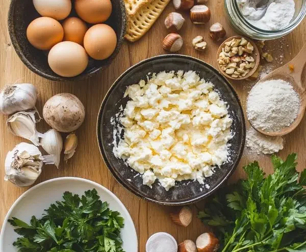 Les ingrédients pour Tiramisu Salé aux Champignons de Paris
