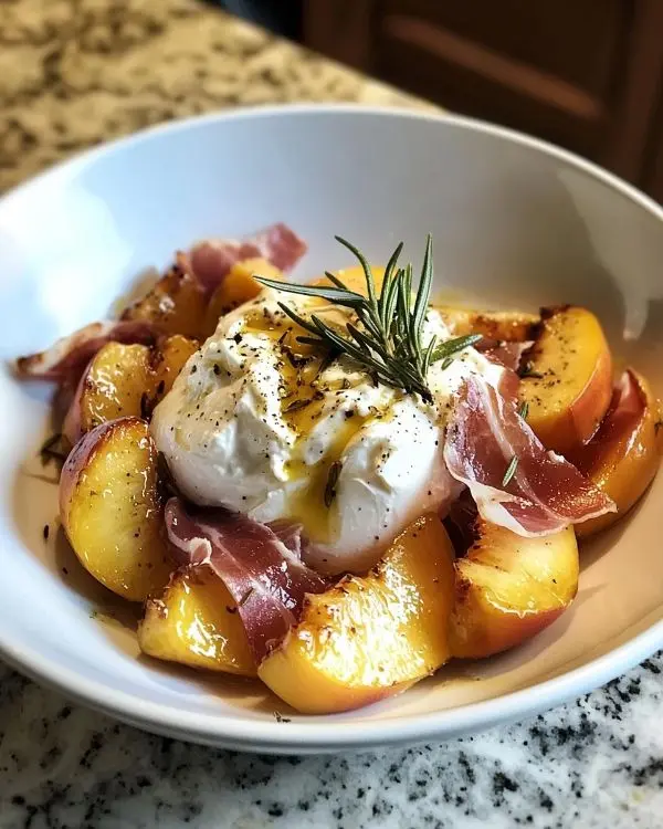 Burrata Crémeuse sur Pêches Rôties 2 Recette Burrata Crémeuse sur Pêches Rôties