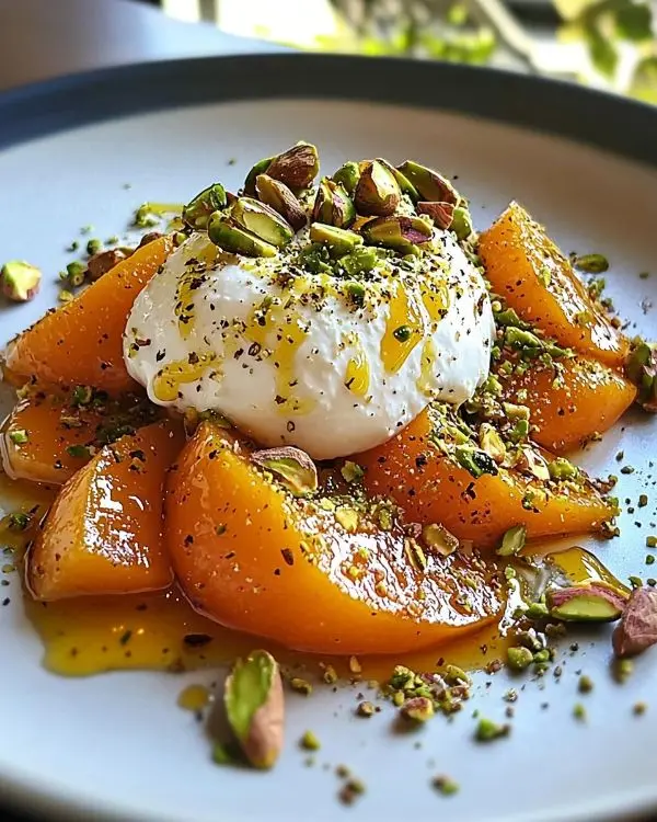 Recette Burrata sur Carpaccio de Kaki