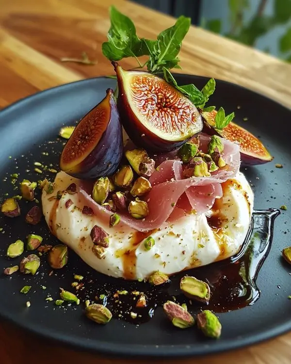 Recette Burrata sur Figues Rôties