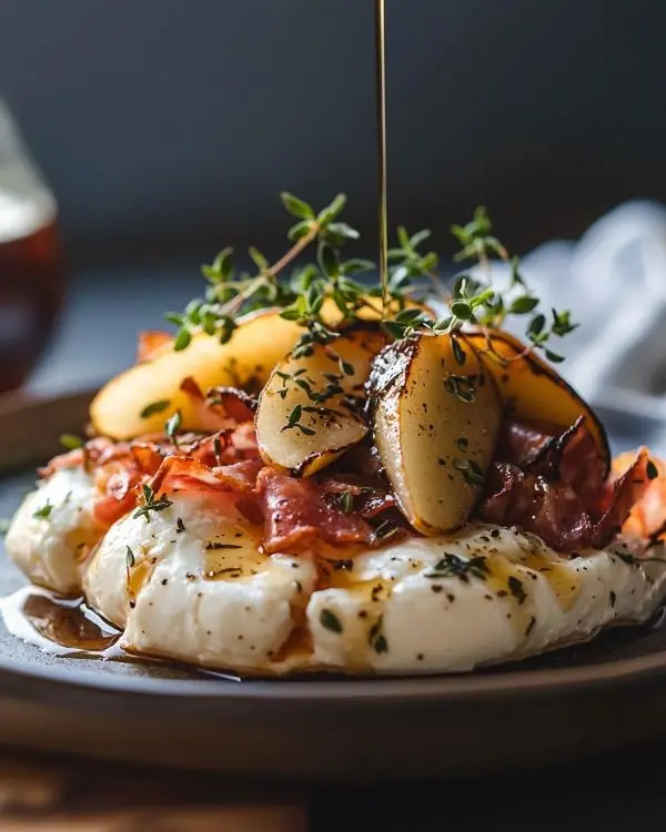 Recette Burrata sur Poires Rôties au Thym