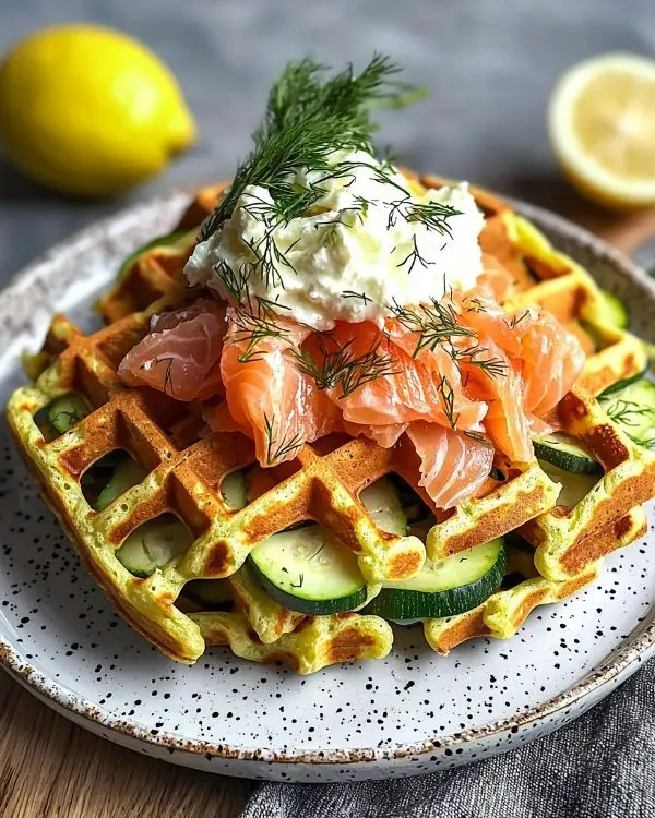 Gaufre de Courgette au Parmesan Raffinée 5 Recette Gaufre de Courgette au Parmesan, Ricotta Fouettée au Citron & Saumon Fumé