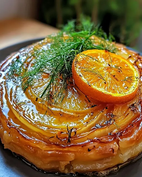 Tarte Tatin de Fenouil Confit à l'Orange & Chèvre Cendré