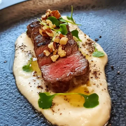 Tataki de Bœuf Exceptionnel 5 Tataki de Bœuf, Purée de Panais à la Truffe & Éclats de Noisettes