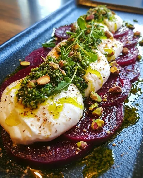 Burrata sur Carpaccio de Betterave 4 Burrata sur Carpaccio de Betterave