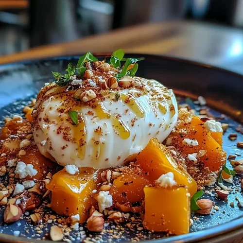 Burrata sur Courge Butternut Rôtie au Miel Pimenté 2 Burrata sur Courge Butternut Rôtie au Miel