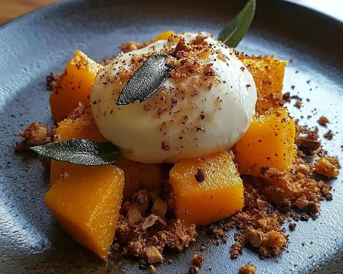 Burrata sur Courge Butternut Rôtie 1 Burrata sur Courge Butternut Rôtie