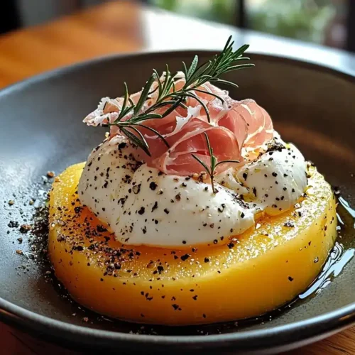 Burrata sur Melon Grillé au Romarin 2 Burrata sur Melon Grillé au Romarin