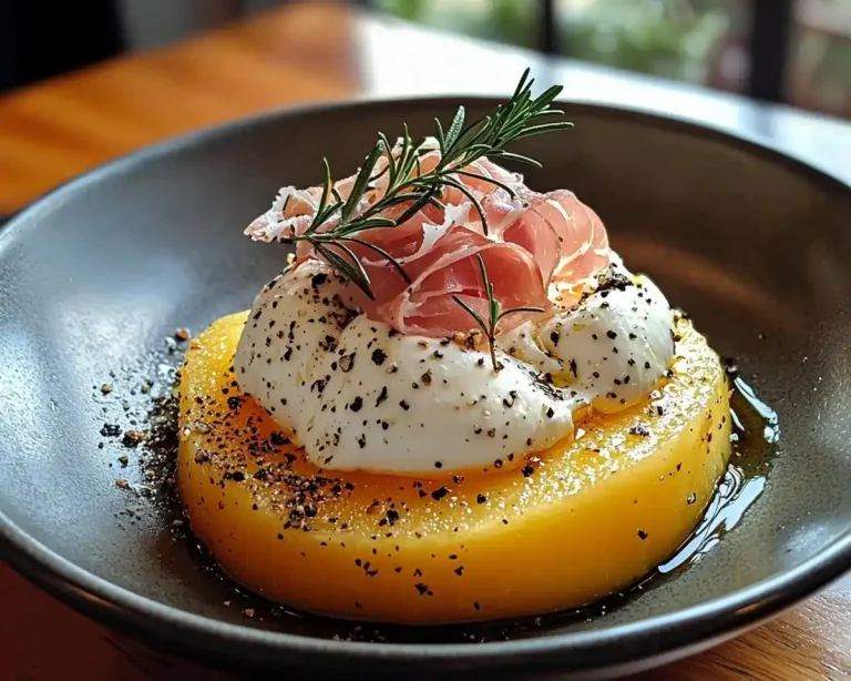 Burrata sur Melon Grillé au Romarin