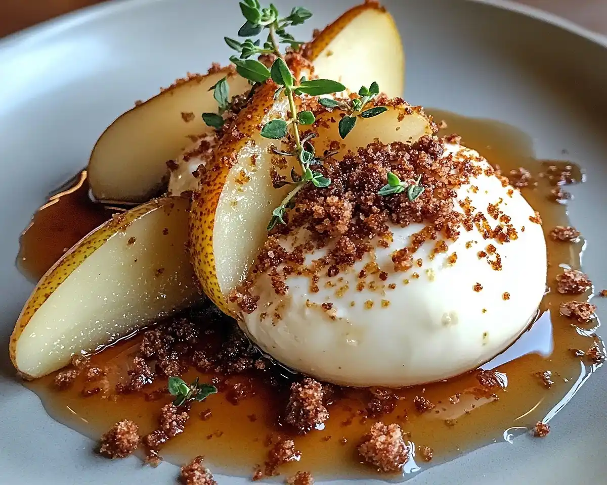 Burrata sur Poires Rôties au Sirop d’Érable