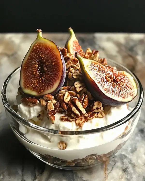 Feta Fouettée au Miel, Figues Rôties au Balsamique & Granola Salé aux Noix de Pécan