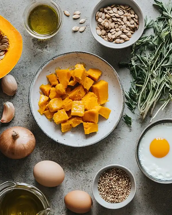 Les ingrédients pour Œuf Parfait sur Velouté de Potimarron
