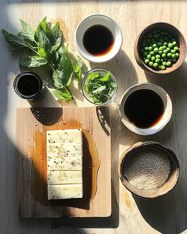 Les ingrédients pour Tataki de Halloumi Laqué Soja-Érable