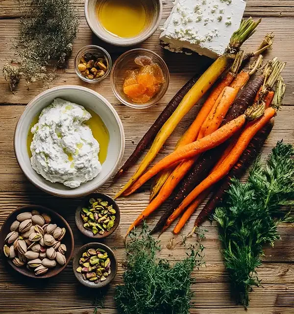 Feta Fouettée au Citron Confit et Carottes Rôties 3 Les ingrédients pour la Recette Feta Fouettée au Citron Confit, Carottes Rôties au Cumin & Pistaches