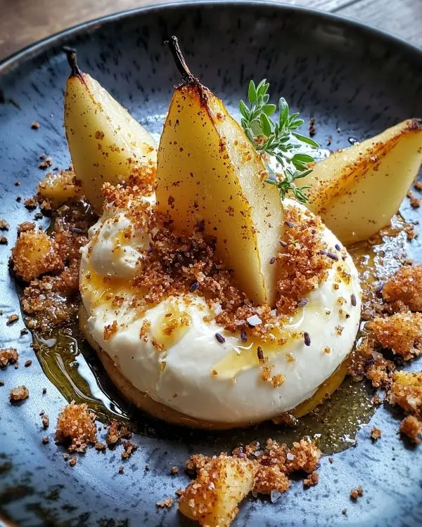 Recette Burrata Crémeuse sur Poires Rôties