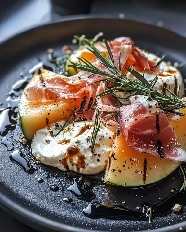Burrata sur Melon Grillé au Romarin 4 Recette Burrata sur Melon Grillé au Romarin