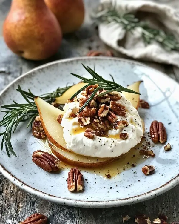 Recette Burrata sur Poires Rôties au Miel