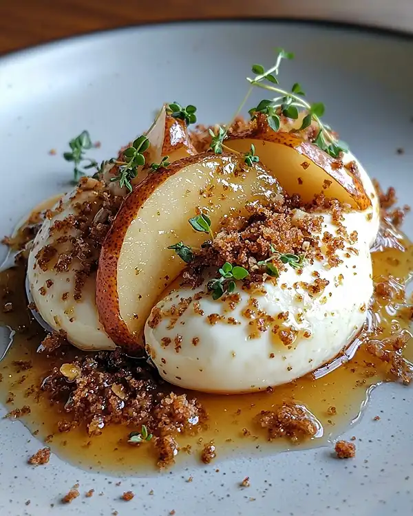 Recette Burrata sur Poires Rôties au Sirop d’Érable