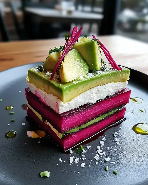 Recette Mille-Feuille Salé de Betterave, Crème de Chèvre & Avocat