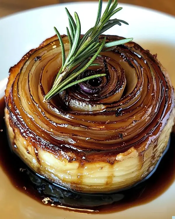 Recette Tarte Tatin d'Échalotes Confites au Balsamique, Chèvre Cendré & Romarin