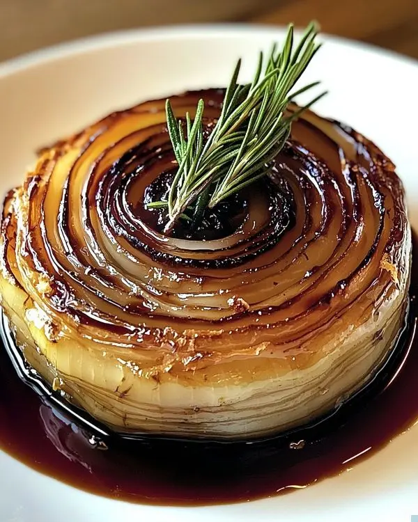 Tarte Tatin d'Échalotes Confites au Balsamique, Chèvre Cendré & Romarin