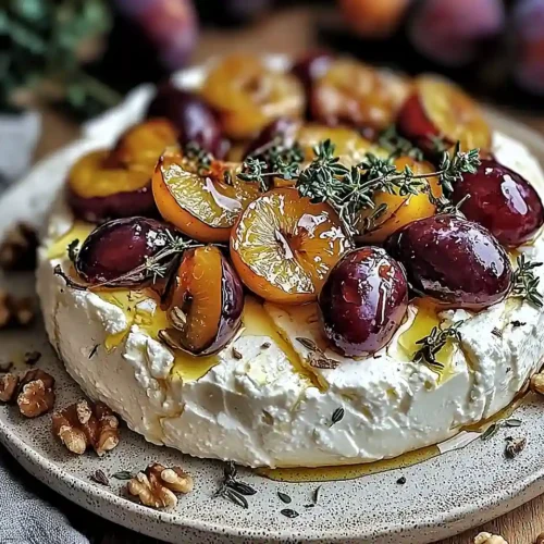 Feta Fouettée, Prunes Rôties au Thym & Miel