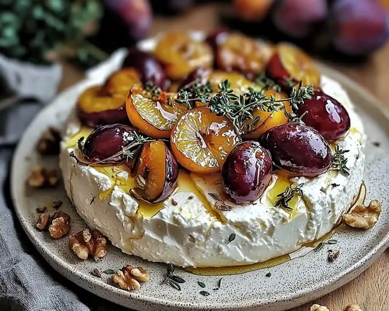 Feta Fouettée, Prunes Rôties au Thym & Miel