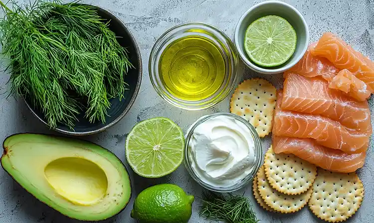 Ingrédients pour Cheesecake Salé à l’Avocat & Saumon Fumé