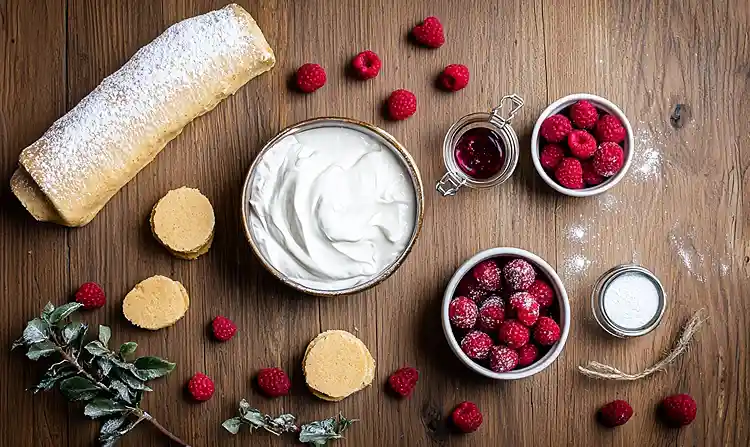 Bûche Mascarpone-Framboise Sans Cuisson 3 Les ingrédients pour Bûche Mascarpone-Framboise Sans Cuisson