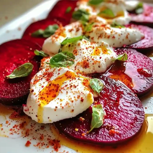 Carpaccio de Betterave Chioggia et Feta Fouettée