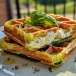 Gaufre de Courgette au Parmesan et Mortadelle à la Pistache